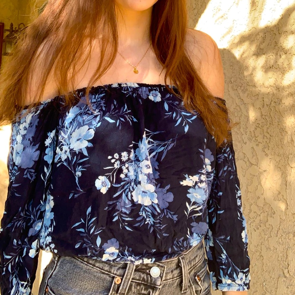 PacSun strapless floral blouse